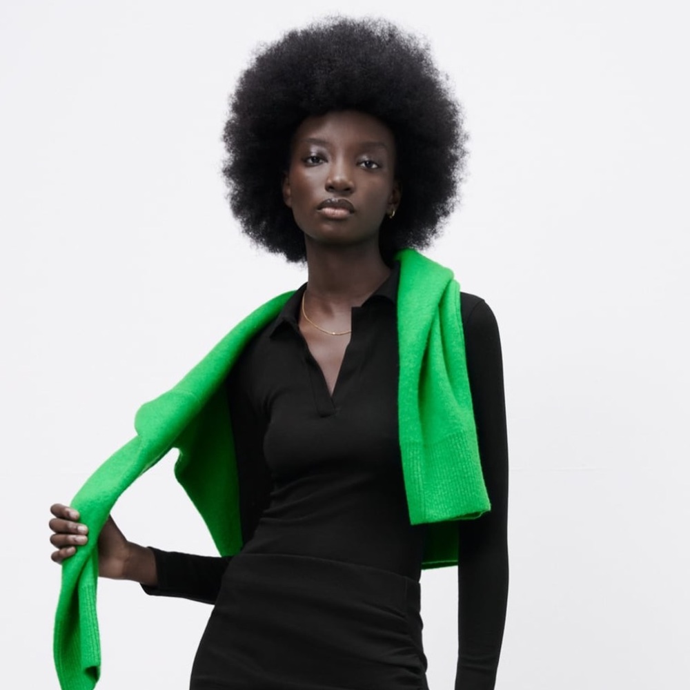 Zara Polo Collar Bodysuit in Black